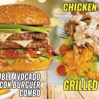 double avocado bacon burger combo or chicken salad grilled or crispy